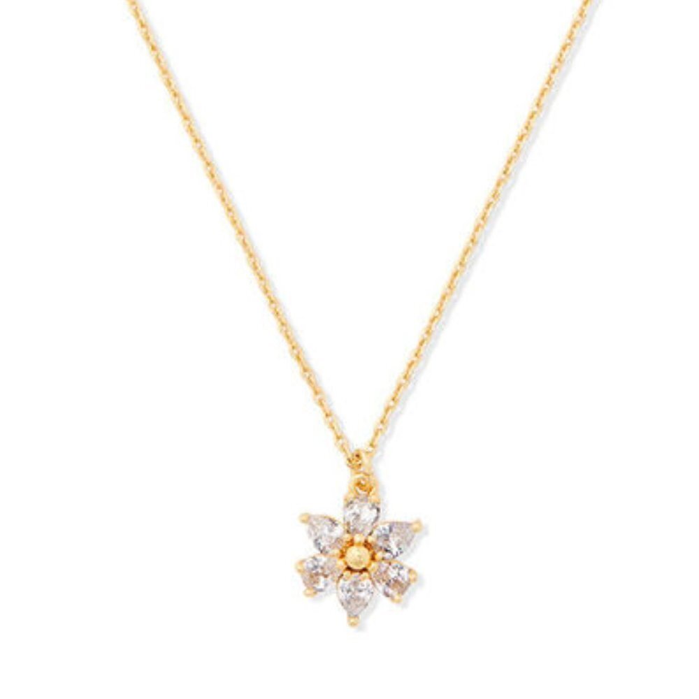 Kate Spade First Bloom Mini Pendant Necklace Gold Clear